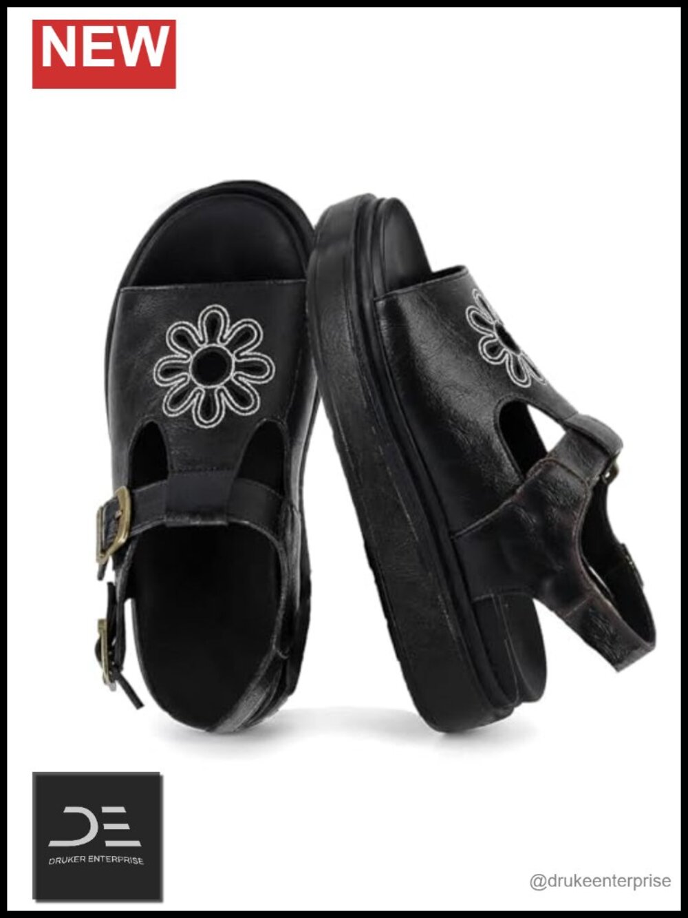 Women's Chunky Platform Sandals with Flower Hollow Out